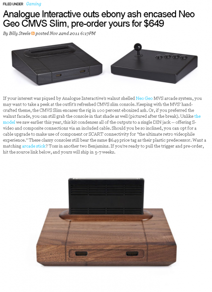 Analogue Interactive outs ebony ash encased Neo Geo CMVS Slim  pre order yours for  649    Engadget.png